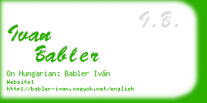 ivan babler business card