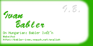 ivan babler business card